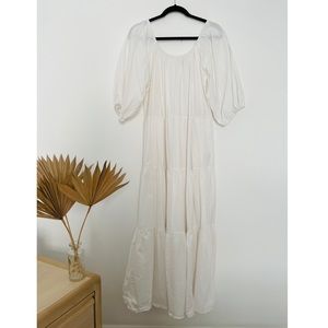 WHITE MAXI DRESS WITH PUFFED SLEEVES